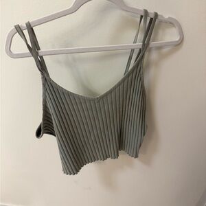 Charlotte Russe Gray Green Ribbed Crop Camisole